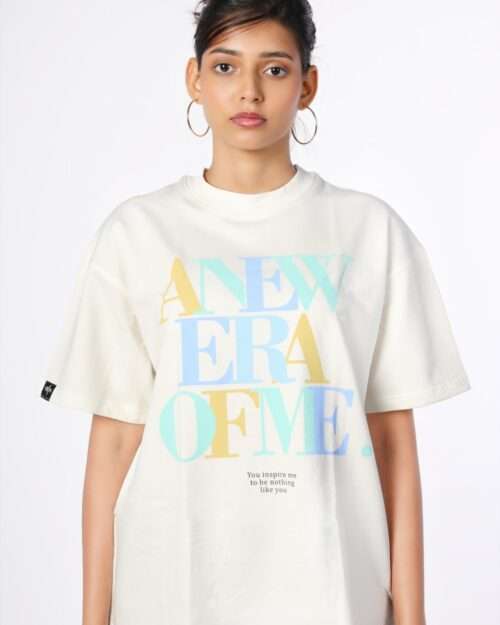 a new era of me white woman tshirt